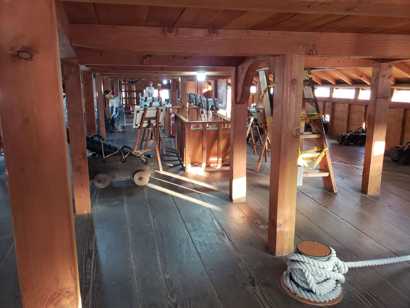 The interior deck of a turtle ship