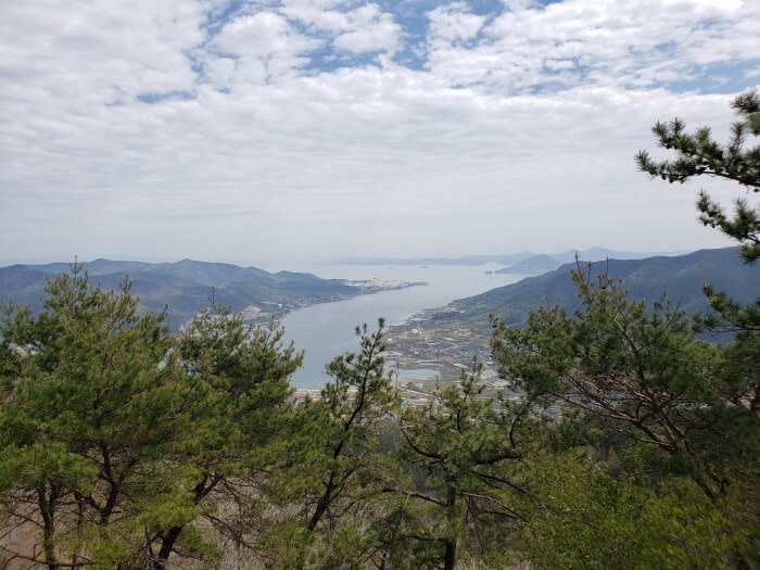 Beautiful view of the winding water and towns of Goseong
