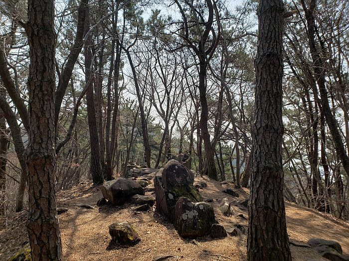 A cluster of rocks on a hill