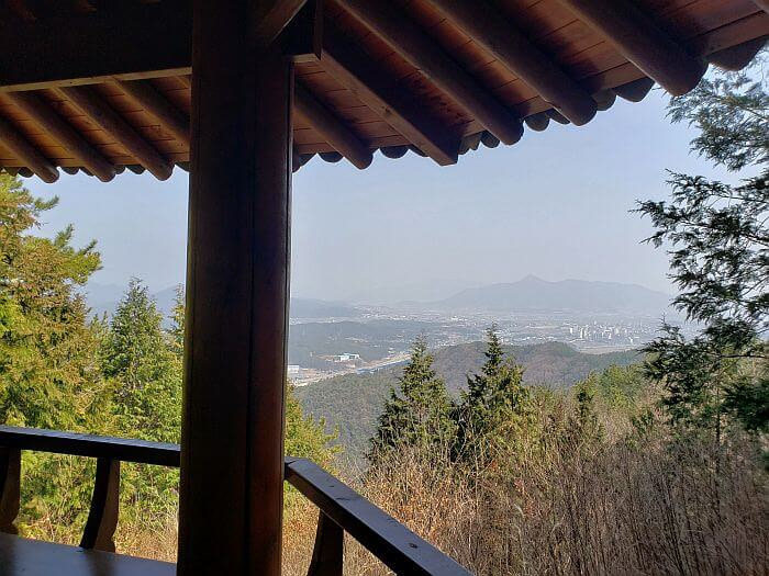 A view of Goseong from a small wooden pavilion
