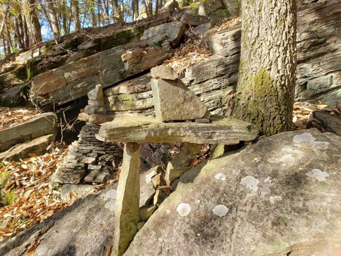 Flat rocks arranged in structures