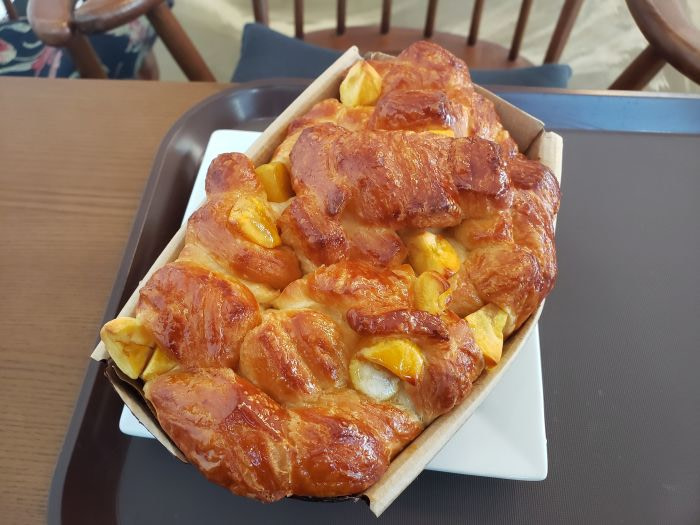 A loaf of chestnut bread at Crepe Lion