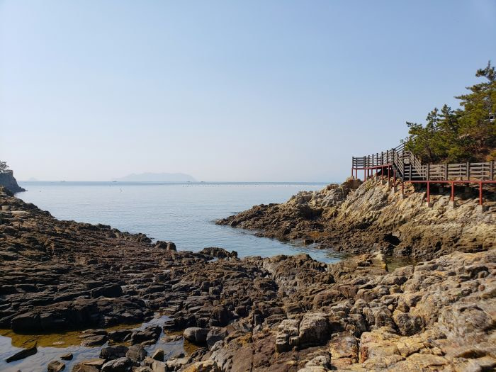 Layers of rock at shore