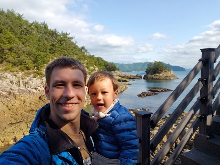 Nathanael and Noah on adventures in Korea on the way to an island