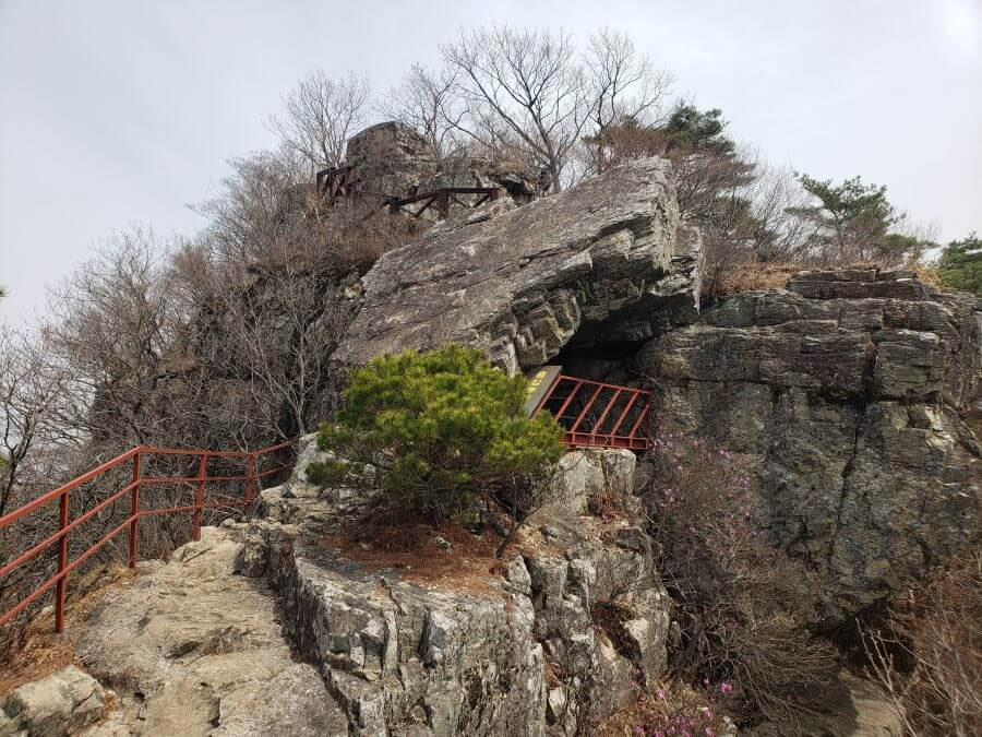 Railings and a path through rock