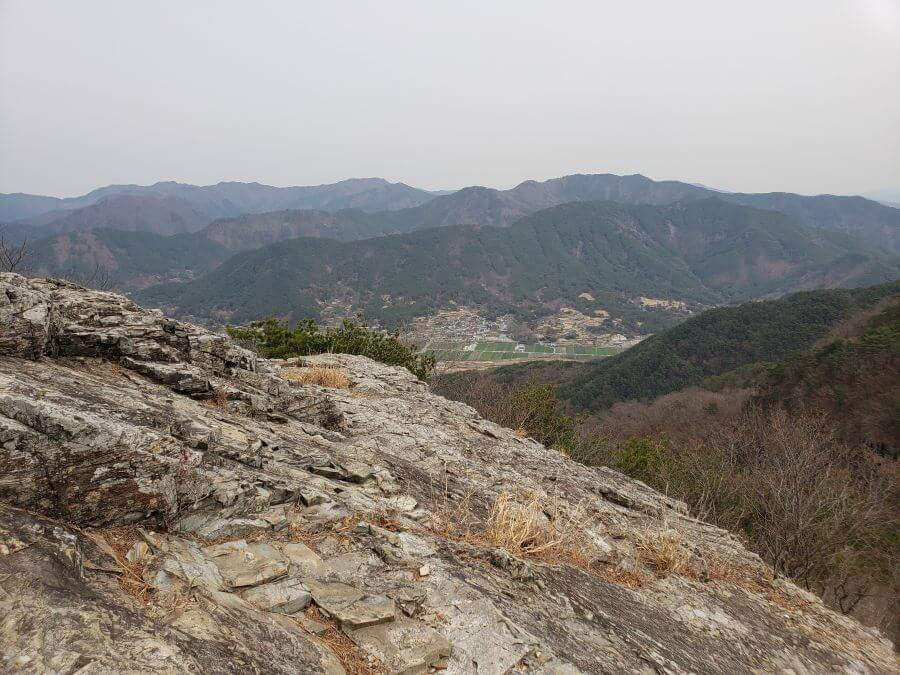 The view from a rocky slope