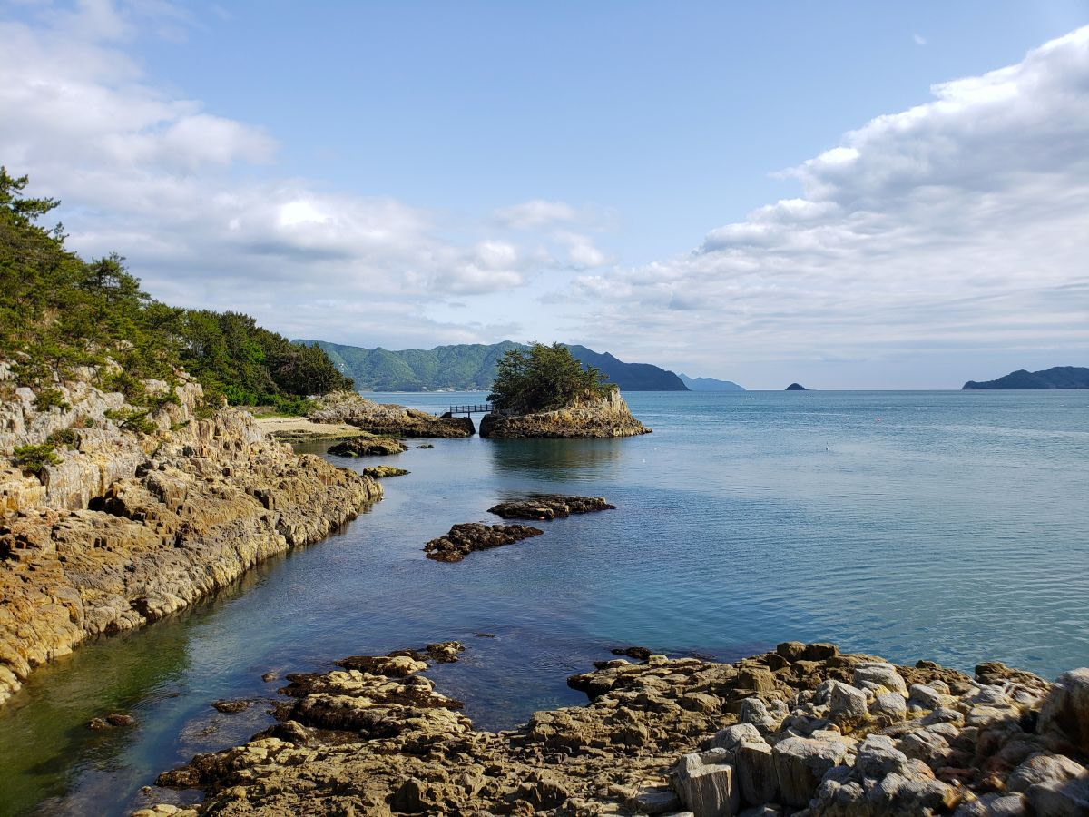 A special island off a rocky shore near Sangjogam cliffs in Goseong,. Korea