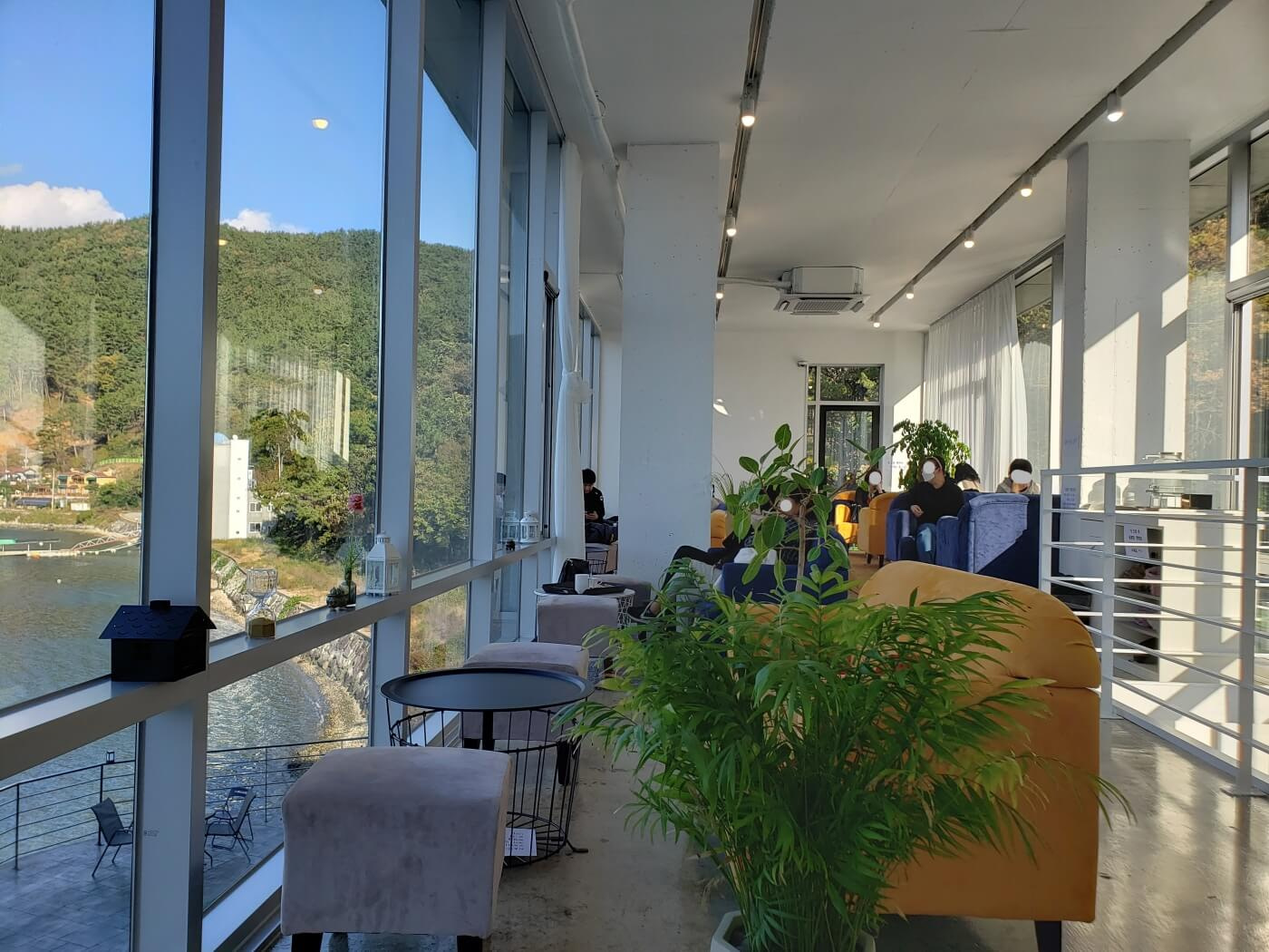 Soft seating on the second floor with plants