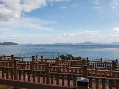 A lookout area built up along the coast with a nice view of Goseong's Sea