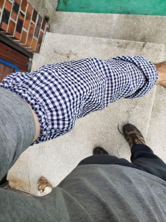 A sleeve cover on an arm