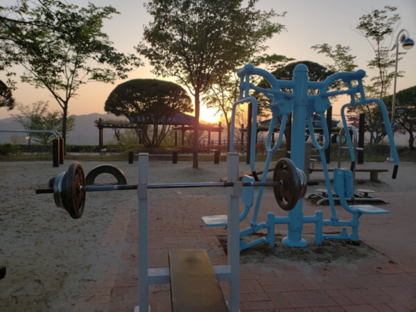Workout area at Namsan at sunset