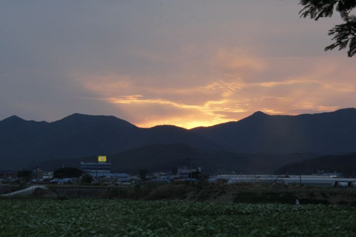 Sunset at mountains at lotus ponds