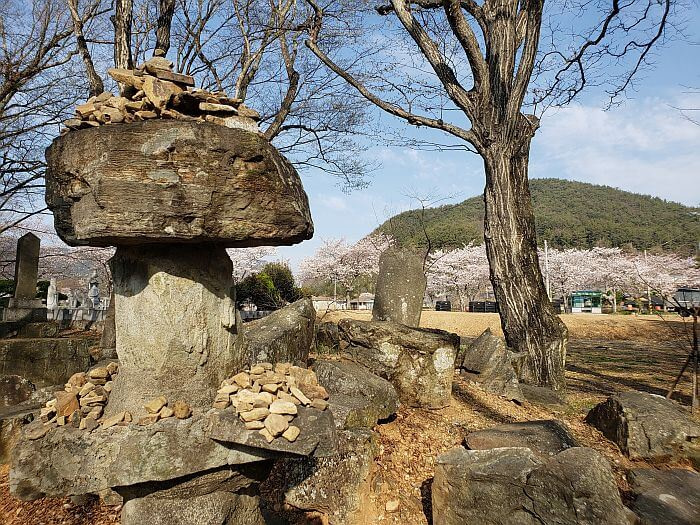 Closeup of stacked rocks and stones structure