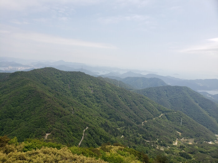 Layers of green mountain peaks in the distance