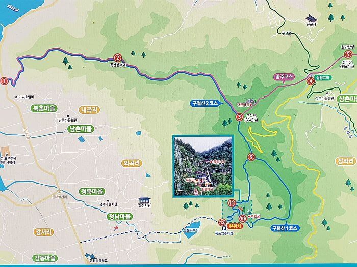 A map of the trails around Gujeolsan Mountain