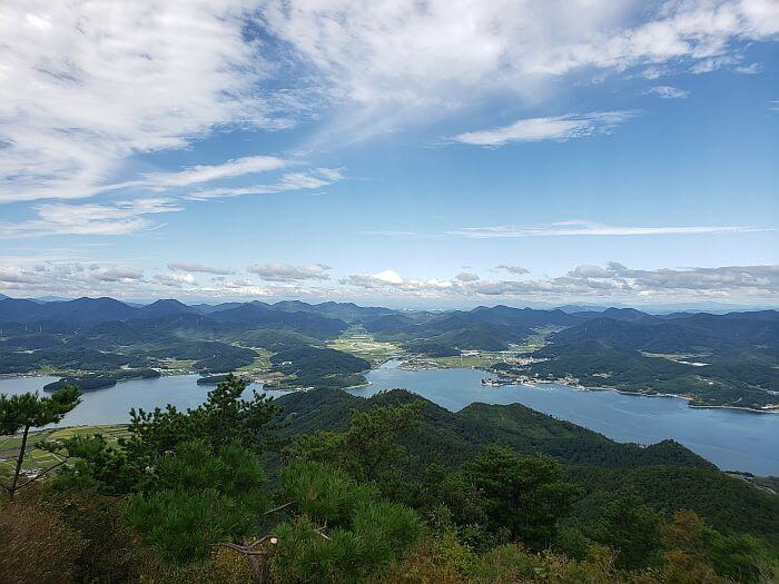 View of the sea and mountains that seem to go on and on