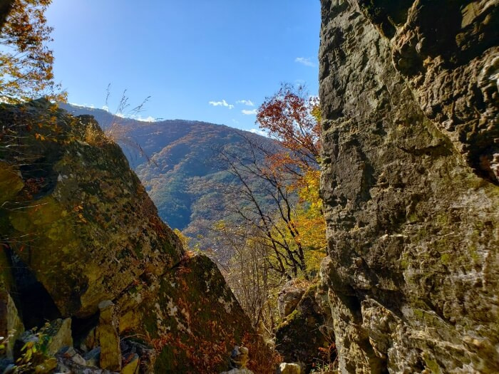 A nice view between large rocks