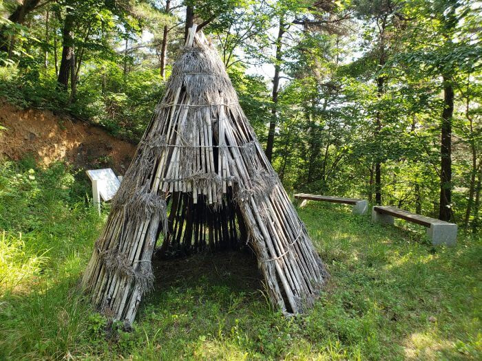 A grass hut at the Chunghyo Theme Park in Goseong, Gyeongnam, Korea