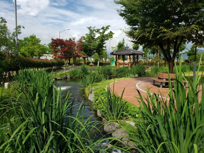 Walking paths along a creek