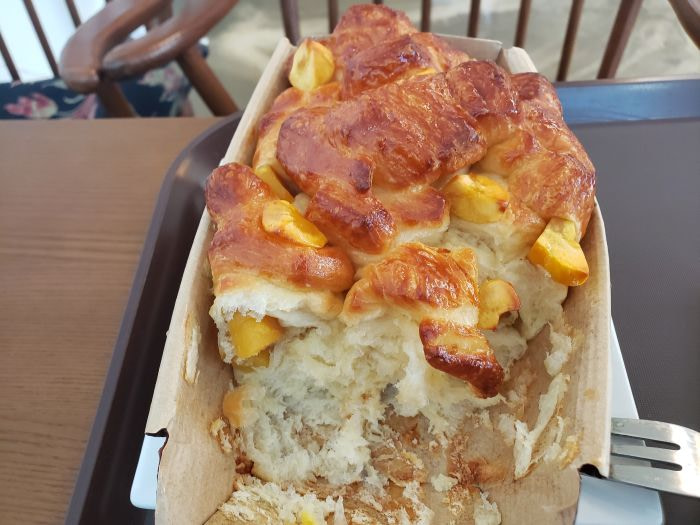 The inside of the chestnut bread