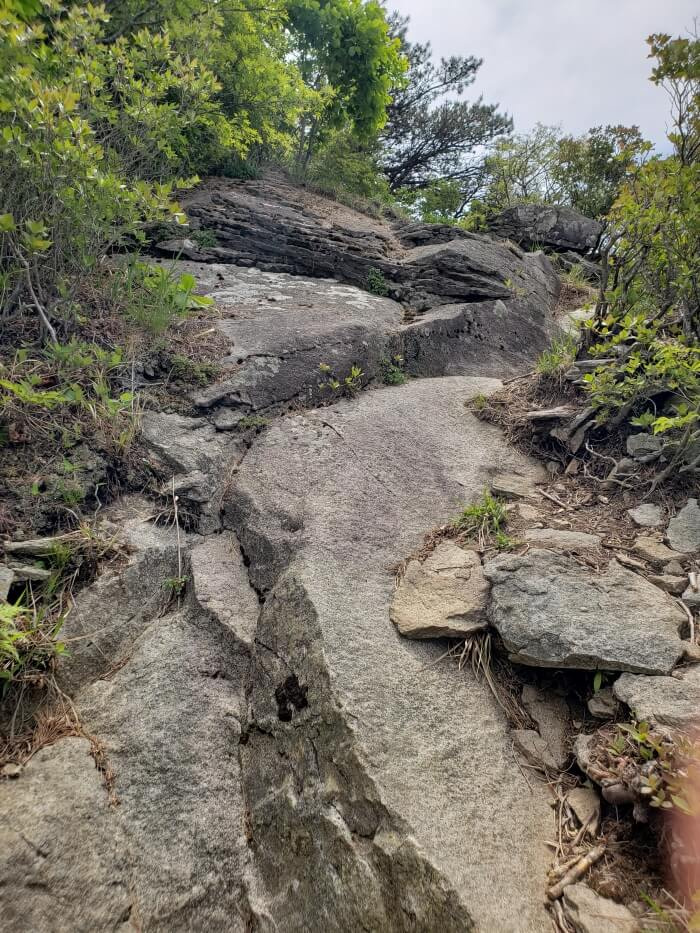 Looking up at a steep rock to climb