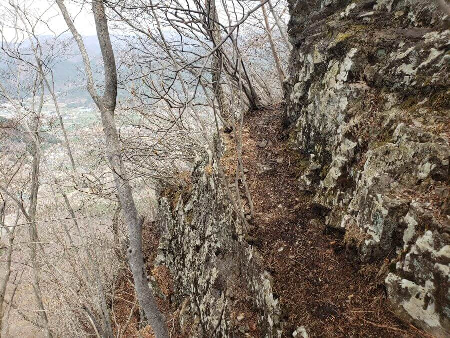 A narrow path along a steep cliff