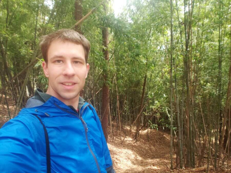 Nate standing at the bamboo forest near Jeokseoksan