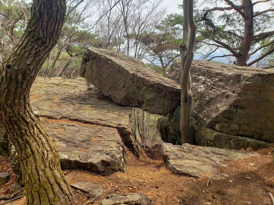 A rock stuck between two adjacent rocks