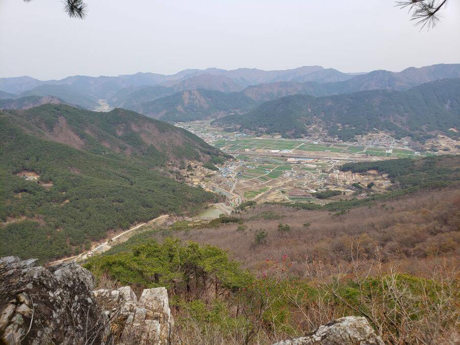 A village at the base of mountains