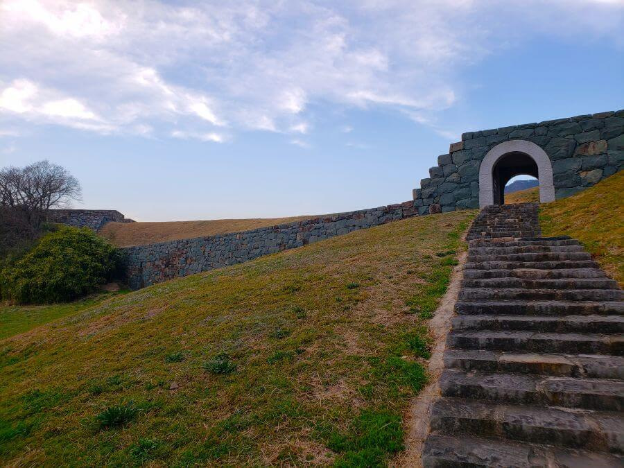 Stone steps and fortress wall